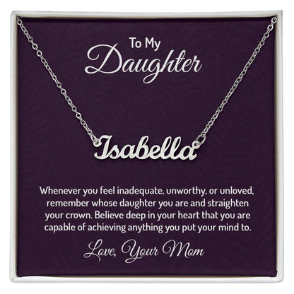 Personalized Name Necklace with Special Message (Mom to Daughter) Perfect Gift!
