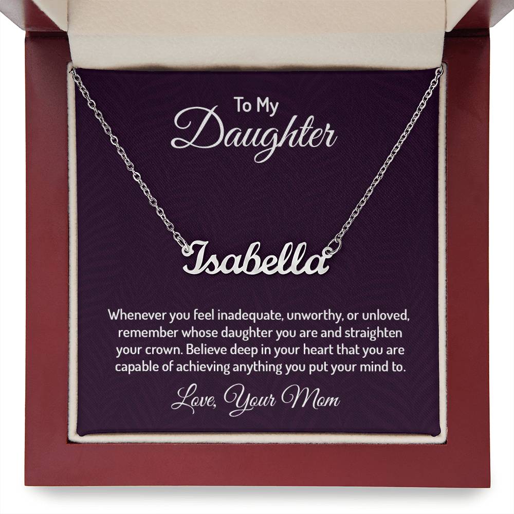 Personalized Name Necklace with Special Message (Mom to Daughter) Perfect Gift!
